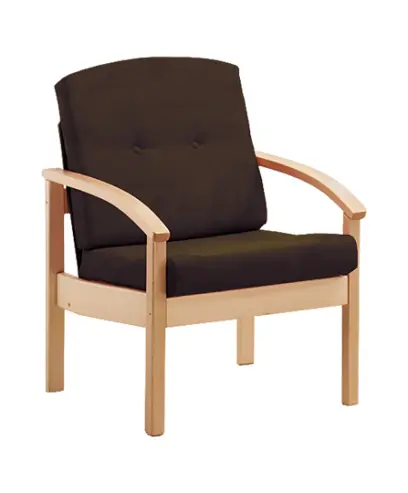 RO - 01 křeslo čalouněné látkou Bora, dřevěné BORA 74 - látka tm.hnědý melír